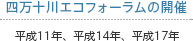 四万十川エコフォーラムの開催 平成11年、平成14年、平成17年